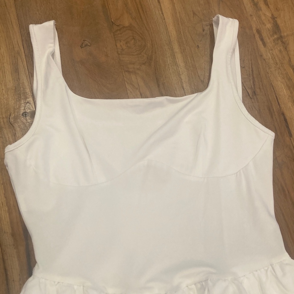 White Sleeveless Bubble Hem Dress - Picture 3 of 5